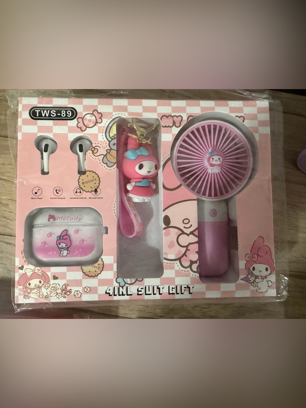 Cute Pink My Melody Wireless Earbuds Gift Set
